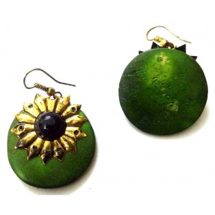 Handmade Painted Wooden Wood Earrings Jhumki Ethnic Chic Boho Drop Long EA293